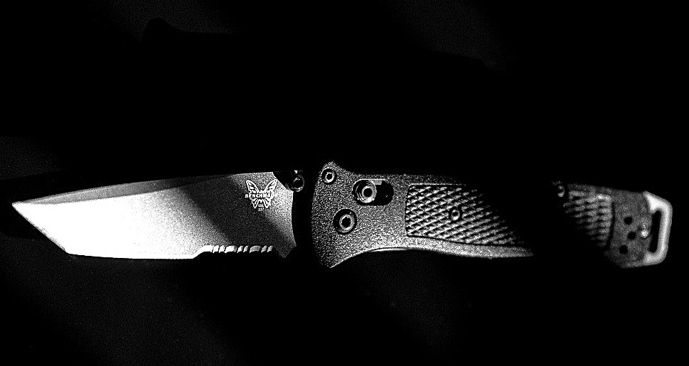 Benchmade pocket knife with textured handle