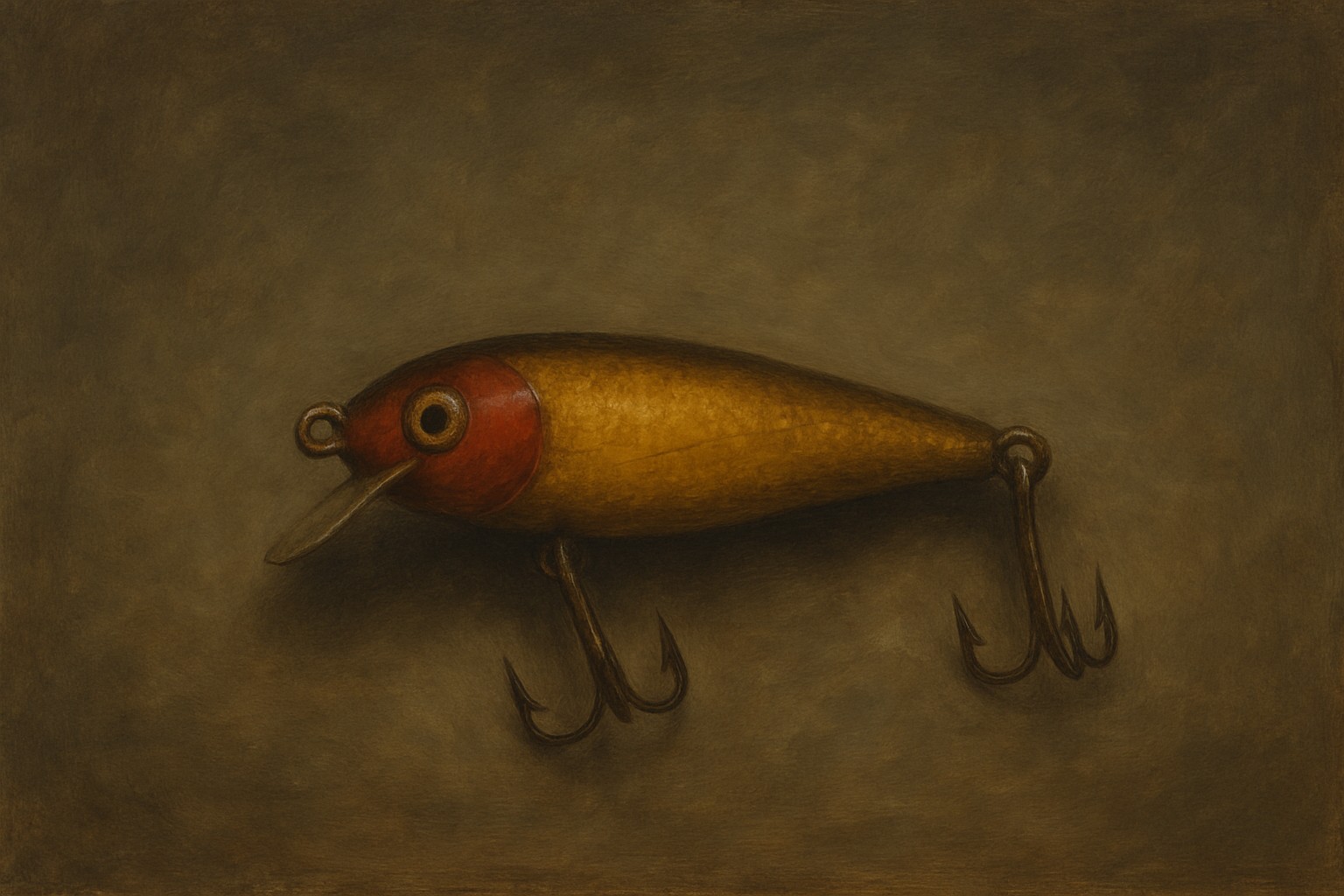 Old fishing lure sitting on old wood table